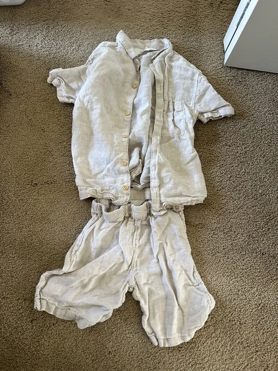 H&M Light Beige Linen Short Set - Picture 2 of 5